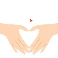 schön Hände Herstellung ein Herz gestalten zu ausdrücken Gefühl von Liebe Karikatur eben Vektor Illustration isoliert auf Weiß Hintergrund. Senden romantisch Gefühl mit Mini Herz. glücklich Valentinstag Tag.