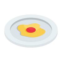 ett isometrisk design ikon av friterad ägg vektor