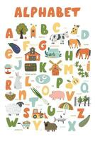 Bauernhof Tiere Englisch Alphabet. vektor