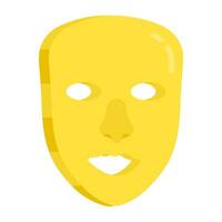 Gesicht Maske im eben Stil. Theater Maske Symbol vektor