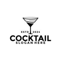 Cocktail-Logo-Design-Vektor-Vintage. Symbol für Alkoholgetränke. Cocktailglas-Vektor-Retro-Design-Vorlage vektor