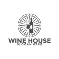 Wein Haus Logo, Bar und Restaurant Logo Design Vorlage vektor