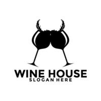 Wein Haus Logo, Bar und Restaurant Logo Design Vorlage vektor