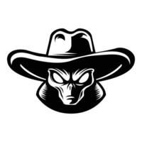 ai genererad utomjording bär cowboy hatt ikoniska logotyp vektor illustration.