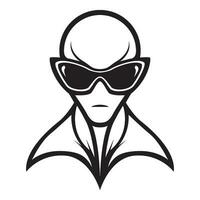 ai genererad utomjording bär solglasögon ikoniska logotyp vektor illustration.