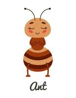 süß Karikatur Insekt Ameise, Vektor Illustration zum Kinder Buch