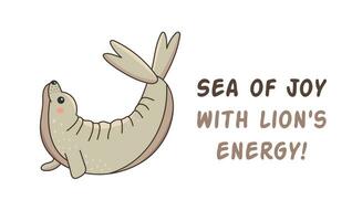 hav lejon illustration av en söt hav djur, hav invånare vektor