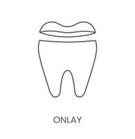 linear Symbol Onlay. Vektor Illustration zum Dental Klinik