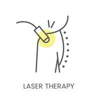 Behandlung mit Laser- Therapie, Linie Vektor Symbol