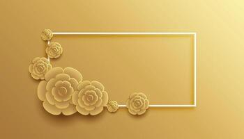 3d Stil golden Blume Rahmen Hintergrund vektor