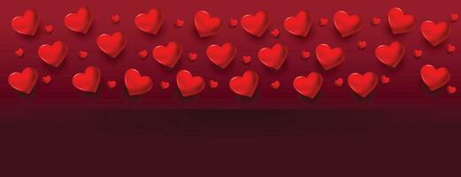 romantisch realistisch Herzen Valentinsgrüße Banner mit Text Raum vektor