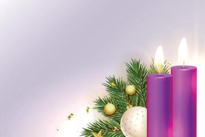 zwei lila Advent Kerzen dekorativ Hintergrund vektor