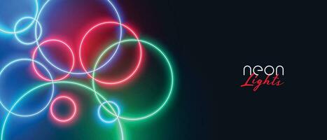 färgrik cirkulär neon lampor baner vektor