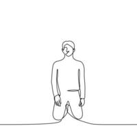 Mann kniend - - einer Linie Zeichnung Vektor. Konzept knien, bitten, demütigen, unterwürfig vektor