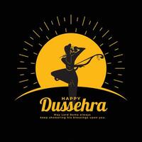 glücklich Dussehra Festival Karte mit Herr Rama Silhouette vektor