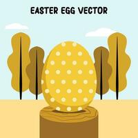 påsk ägg illustration platt vektor i gul med polka prickar