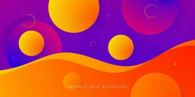 abstrakt dynamisk lila lutning bakgrund med Vinka vätska orange cirkel mönster. enkel och elegant design. eps10 vektor