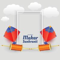 Makar Sankranti Festival Drachen mit Spule von Zeichenfolge vektor