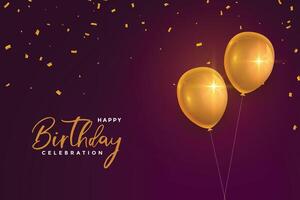 realistisch glücklich Geburtstag golden Luftballons auf kastanienbraun Hintergrund vektor