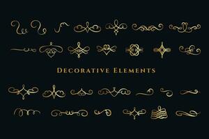 kalligraphisch wirbelt Ornamente Dekorationen groß einstellen vektor