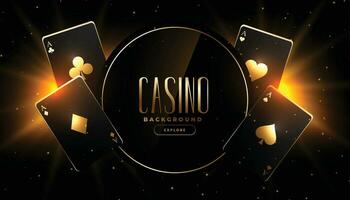 lysande gyllene svart spelar kort kasino bakgrund design vektor