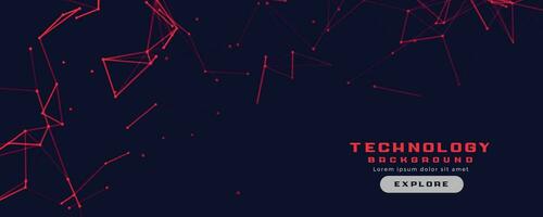 Technologie Banner mit rot Netzwerk Linien Gittergewebe vektor