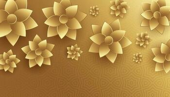 3d stil gyllene blommor bakgrund design vektor