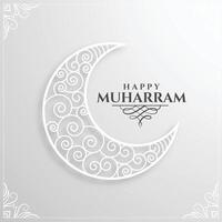 dekorativ glücklich Muharram Weiß Karte Design vektor