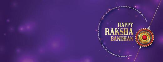 glänzend Raksha Bandhan Festival lila Banner mit Text Raum vektor