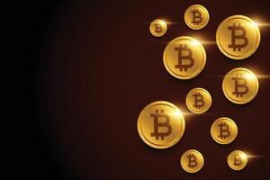 golden Bitcoins Hintergrund mit Text Raum vektor