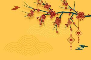 traditionell Chinesisch Hintergrund mit Sakura Baum und Laterne Dekoration vektor