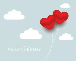 Herzen Luftballons und Wolken zum Valentinsgrüße Tag vektor