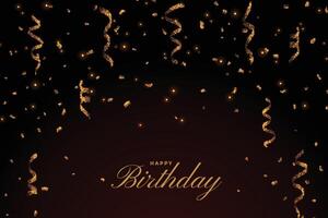 Lycklig födelsedag premie kort med gyllene faller konfetti vektor