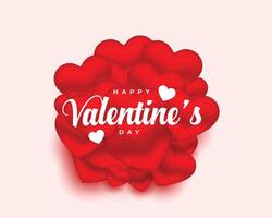 valentines dag kort med 3d hjärtan design bakgrund vektor