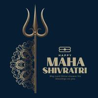 traditionell maha shivratri festival hälsning med trishul vapen vektor