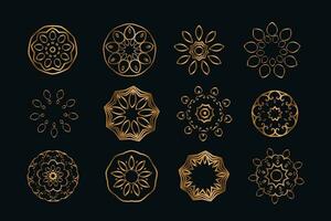 Mandala Stil Dekoration Elemente einstellen von zwölf vektor