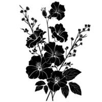 ai generiert Silhouette Blume Strauß schwarz Farbe nur vektor