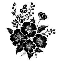 ai generiert Silhouette Blume Strauß schwarz Farbe nur vektor