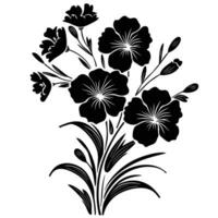 ai generiert Silhouette Blume Strauß schwarz Farbe nur vektor