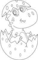 umrissen süß Baby Tyrannosaurus Dinosaurier Karikatur Charakter Schraffur von Ei. Vektor Hand gezeichnet Illustration