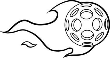 umrissen Karikatur Pickleball Ball mit ein Weg von Flammen. Vektor Hand gezeichnet Illustration