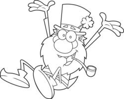 skisse Lycklig pyssling tecknad serie karaktär Hoppar. vektor hand dragen illustration