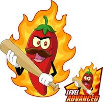 arg varm chili peppar tecknad serie maskot logotyp design. vektor hand dragen illustration