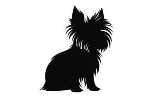 Yorkshire Terrier Hund Vektor schwarz Silhouette isoliert auf ein Weiß Hintergrund