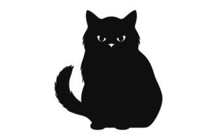 ein Silhouette von exotisch kurzes Haar Katze schwarz Vektor kostenlos