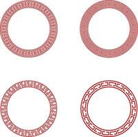 samling av röd kinesisk cirkel ram. asiatisk orientalisk stil. vektor illustration