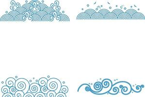 Chinesisch traditionell Welle Satz. Ornament Meer, Ozean Wasser. isoliert auf Weiß Hintergrund vektor