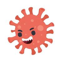 rote covid19-virus-Pandemie-Partikel-Comic-Figur vektor