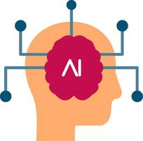 artificiell intelligens platt ikon vektor