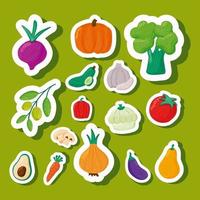 Muster von Gemüse gesunde Ernährung im grünen Hintergrund vektor